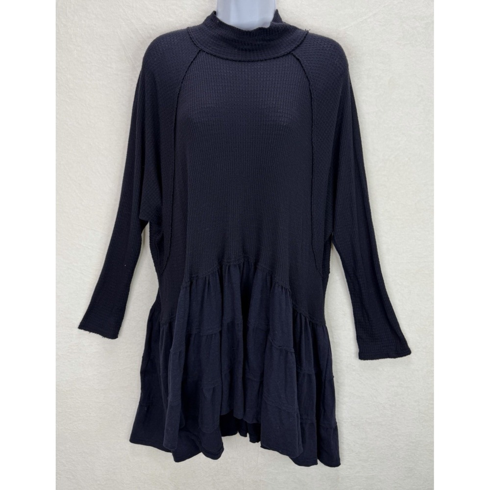 Free People Women's Tiered Waffle Knit Long Sleeve Tunic Size Large - Picture 6 of 9